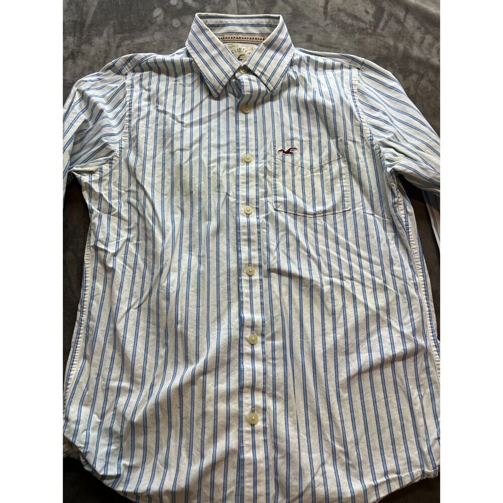 Hollister Shirt Mens Medium Blue Striped‎ Button Down Long Sleeve California